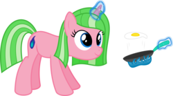 Size: 11473x6400 | Tagged: safe, artist:parclytaxel, oc, oc only, oc:ember spark, pony, unicorn, .svg available, absurd resolution, cooking, egg (food), fire, food, frying pan, levitation, magic, pyromancy, simple background, solo, telekinesis, transparent background, vector