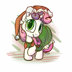 Size: 1100x1090 | Tagged: safe, artist:bobdude0, sweetie belle, g4, christmas, clothes, cute, diasweetes, female, hat, santa hat, solo