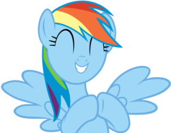 Size: 6248x4880 | Tagged: safe, artist:slb94, rainbow dash, g4, ^^, absurd resolution, clapping, cute, dashabetes, excited, eyes closed, female, grin, simple background, smiling, solo, spread wings, transparent background, vector