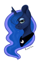 Size: 753x1080 | Tagged: safe, artist:icebergi, princess luna, g4, bust, female, hair over one eye, simple background, solo, transparent background