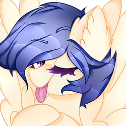 Size: 1024x1024 | Tagged: safe, artist:clover-kitten, oc, oc only, pegasus, pony, solo, tongue out