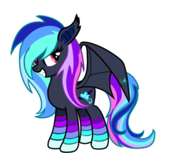 Size: 1024x886 | Tagged: safe, artist:deonna2018, oc, oc only, oc:crystal shine bat, bat pony, pony, bat pony oc, female, mare, markings, multicolored hair, simple background, solo, transparent background