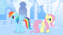 Size: 1366x768 | Tagged: safe, artist:ashi85, fluttershy, rainbow dash, g4