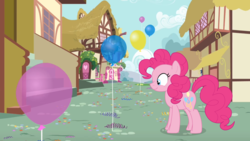 Size: 1366x768 | Tagged: dead source, safe, artist:ashi85, pinkie pie, g4, balloon