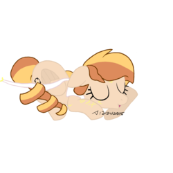 Size: 1280x1280 | Tagged: safe, artist:davetube24, oc, oc only, oc:ara, pegasus, pony, clothes, food, orange, scarf, sleeping