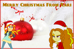 Size: 900x600 | Tagged: safe, adagio dazzle, sunset shimmer, equestria girls, g4, christmas, christmas 2015, hat, random, santa hat, xmas 2015