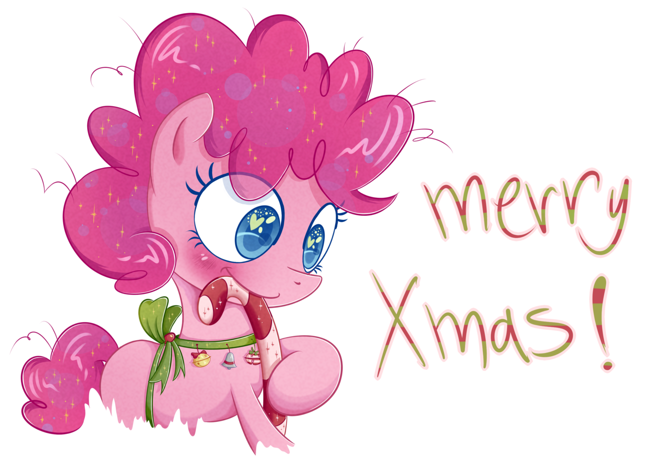 1052038 Safe Artist Patchnpaw Pinkie Pie Candy Candy Cane Christmas Female Food Solo
