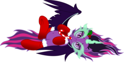 Size: 10000x5065 | Tagged: safe, artist:kysss90, sci-twi, twilight sparkle, pony, equestria girls, g4, absurd resolution, bedroom eyes, belly, belly button, candy, candy cane, clothes, equestria girls ponified, female, food, holly, leaning, midnight sparkle, ponified, simple background, socks, solo, transparent background, underhoof, vector