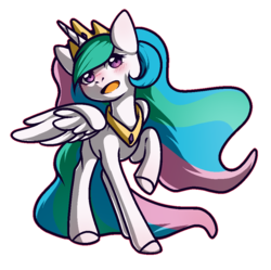 Size: 934x931 | Tagged: safe, artist:ponyinsideme, princess celestia, alicorn, pony, g4, blushing, female, raised hoof, simple background, solo