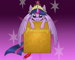 Size: 2500x2000 | Tagged: safe, artist:arcuswind, twilight sparkle, alicorn, pony, g4, big crown thingy, book, female, high res, looking at you, mare, solo, spread wings, that pony sure does love books, twilight sparkle (alicorn)