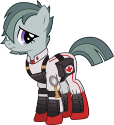 Size: 2800x3000 | Tagged: safe, artist:cheezedoodle96, marble pie, earth pony, pony, g4, the cutie re-mark, .svg available, alternate hairstyle, alternate timeline, clothes, crystal war timeline, female, first aid kit, hair over one eye, healer, high res, hooves, mare, medic, medic (tf2), medical saddlebag, saddle bag, simple background, solo, speculation, svg, team fortress 2, transparent background, vector