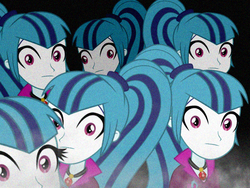 Size: 800x600 | Tagged: safe, sonata dusk, equestria girls, g4, clone, derp, looking at you, multeity, school of sonatas, starenata, wat