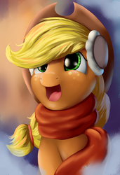 Size: 3900x5700 | Tagged: safe, artist:grennadder, applejack, g4, absurd resolution, clothes, female, open mouth, portrait, scarf, solo