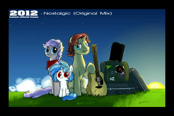 Size: 960x640 | Tagged: safe, dj pon-3, vinyl scratch, oc, g4, cover, musical instrument, sunshine, travelling