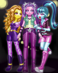 Size: 640x800 | Tagged: safe, artist:jurisalis, adagio dazzle, aria blaze, sonata dusk, equestria girls, g4, my little pony equestria girls: rainbow rocks, clothes, cute, female, hand on hip, happy, looking at you, open mouth, smiling, the dazzlings, trio