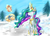 Size: 1400x1000 | Tagged: safe, artist:coloringlight, princess celestia, g4, female, magic, present, raised hoof, smiling, snow, solo, telekinesis