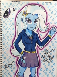 Size: 720x960 | Tagged: safe, artist:emichaca, trixie, equestria girls, g4, female, solo, traditional art