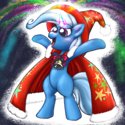 Size: 1024x1024 | Tagged: safe, artist:remyroez, trixie, pony, unicorn, g4, bell, cape, clothes, female, mare, solo