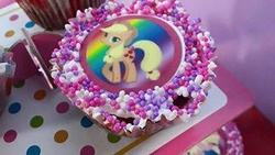 Size: 366x206 | Tagged: safe, applejack, g4, cake, food, irl, photo