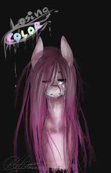Size: 1000x1550 | Tagged: safe, artist:egowux, pinkie pie, g4, color loss, crying, female, pinkamena diane pie, sad, solo