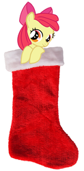 Size: 851x1730 | Tagged: safe, artist:creshosk, edit, apple bloom, g4, adorabloom, christmas, christmas stocking, cute, female, peekaboo, peeking, simple background, sock, solo