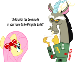 Size: 2451x2013 | Tagged: safe, artist:roger334, discord, fluttershy, g4, clothes, deception, hearth's warming eve, high res, inkscape, ponyscape, simple background, sweater, transparent background, vector