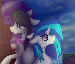 Size: 1000x850 | Tagged: safe, artist:fadedbloodstain, dj pon-3, octavia melody, vinyl scratch, pony, g4, duo