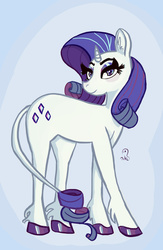 Size: 953x1464 | Tagged: safe, artist:niladoodle, rarity, classical unicorn, g4, female, horn, leonine tail, solo