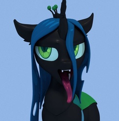 Size: 600x610 | Tagged: dead source, safe, artist:uncommented, queen chrysalis, changeling, changeling queen, g4, 3d, female, long tongue, mawshot, open mouth, solo, tongue out