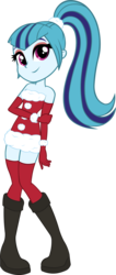 Size: 1270x2999 | Tagged: safe, artist:doctor-g, sonata dusk, equestria girls, g4, clothes, cute, female, santa costume, simple background, sleeveless, solo, strapless, transparent background, vector