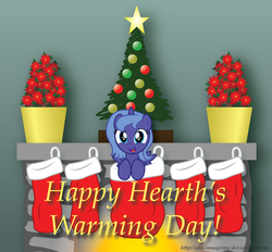 Size: 2825x2620 | Tagged: safe, artist:aleximusprime, princess luna, g4, christmas stocking, clothes, female, filly, fireplace, high res, smiling, solo, woona