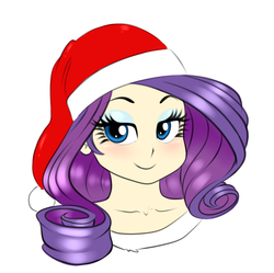 Size: 700x697 | Tagged: safe, artist:pia-sama, rarity, human, g4, collarbone, female, hat, humanized, portrait, santa hat, solo