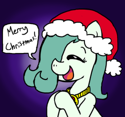 Size: 640x600 | Tagged: safe, artist:ficficponyfic, oc, oc only, oc:emerald jewel, colt quest, christmas, colt, explicit source, foal, happy, hat, male, santa hat, solo