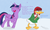 Size: 4225x2550 | Tagged: safe, artist:megaanimationfan, twilight sparkle, alicorn, pony, g4, annoyed, clothes, crossover, disney, donald duck, female, grimace, it's a pony kind of christmas, mare, mickey's twice upon a christmas, signature, singing, snow, twilight sparkle (alicorn), we wish you a merry christmas