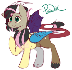 Size: 770x750 | Tagged: safe, artist:poni-pon, oc, oc only, oc:paradox, hybrid, interspecies offspring, offspring, parent:discord, parent:fluttershy, parents:discoshy, solo