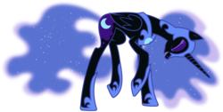 Size: 7250x3640 | Tagged: safe, artist:90sigma, nightmare moon, g4, absurd resolution, eyes closed, female, head down, laughing, open mouth, simple background, solo, transparent background, vector