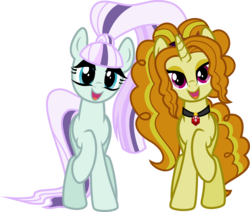 Size: 4945x4195 | Tagged: safe, artist:osipush, adagio dazzle, coloratura, earth pony, pony, unicorn, equestria girls, g4, the mane attraction, absurd resolution, adoragio, countess coloratura, cute, disguise, disguised siren, duo, duo female, equestria girls ponified, female, gem, horn, looking at you, necklace, open mouth, pendant, ponified, rarabetes, simple background, singing, siren gem, transparent background, unicorn adagio dazzle