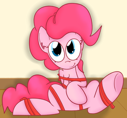 Size: 1280x1188 | Tagged: safe, artist:mr-degration, pinkie pie, g4, chest fluff, ear fluff, female, ribbon, sitting, solo