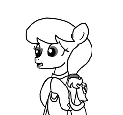 Size: 640x600 | Tagged: safe, artist:ficficponyfic, oc, oc only, oc:hope blossoms, pony, colt quest, cyoa, explicit source, female, mare, monochrome, solo, story included