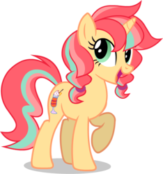 Size: 660x705 | Tagged: safe, artist:sunbusting, oc, oc only, oc:citrus sorbet, looking at you, raised hoof, simple background, smiling, solo, transparent background
