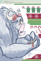 Size: 2000x3000 | Tagged: safe, artist:dracojayproduct, oc, oc only, oc:titus, minotaur, ask the lie cast, christmas, high res, present, solo