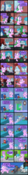 Size: 2000x12521 | Tagged: safe, artist:magerblutooth, diamond tiara, silver spoon, oc, oc:dazzle, oc:iggy, oc:imperius, cat, dog, earth pony, pony, comic:diamond and dazzle, g4, chocolate, clothes, cold, comic, crossdressing, dress, female, filly, foal, food, hearth's warming, hot chocolate, house, livestream, sick, soup, tongue out, video game, winter outfit