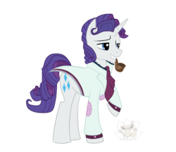 Size: 2205x1901 | Tagged: safe, artist:stagetechyart, rarity, pony, unicorn, g4, clothes, elusive, male, pipe, rule 63, solo
