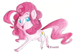 Size: 1516x1105 | Tagged: safe, artist:raiwee, pinkie pie, g4, female, looking at you, solo, traditional art