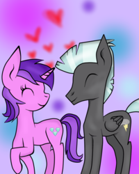 Size: 800x1000 | Tagged: safe, artist:purpleloverpony, amethyst star, sparkler, thunderlane, pegasus, pony, unicorn, g4, amethystlane, crack shipping, female, male, mare, shipping, stallion, straight