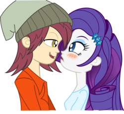 Size: 902x831 | Tagged: artist needed, safe, normal norman, rarity, equestria girls, g4, /nn/ general, background human, blushing, normity, shipping