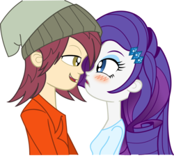 Size: 902x831 | Tagged: artist needed, safe, normal norman, rarity, equestria girls, g4, /nn/ general, background human, blushing, clothes, female, male, normity, shipping, simple background, straight, transparent background