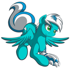 Size: 1024x997 | Tagged: safe, artist:allyster-black, oc, oc only, oc:frosty winds, cyborg, pegasus, pony, fallout equestria, fallout equestria: memories, cute, female, flying, solo