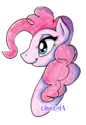 Size: 1020x1471 | Tagged: safe, artist:cihiiro, pinkie pie, earth pony, pony, g4, :t, bust, female, heart eyes, mare, outline, profile, signature, simple background, smiling, solo, transparent background, white outline, wingding eyes