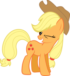 Size: 7617x8226 | Tagged: safe, artist:the-mad-shipwright, applejack, friendship is magic, g4, absurd resolution, female, simple background, solo, transparent background, vector, wink